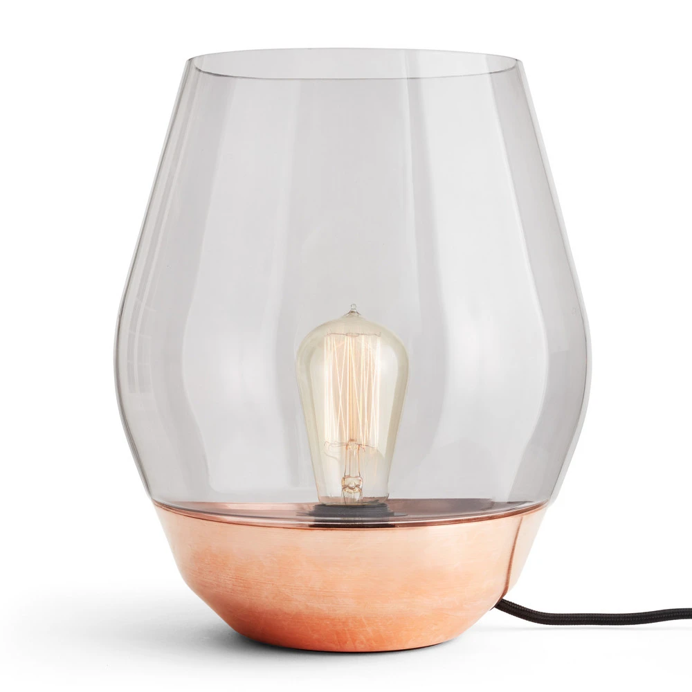 Récent Works Bowl lampe à poser cuivre/verre fumé avec moteur électrique