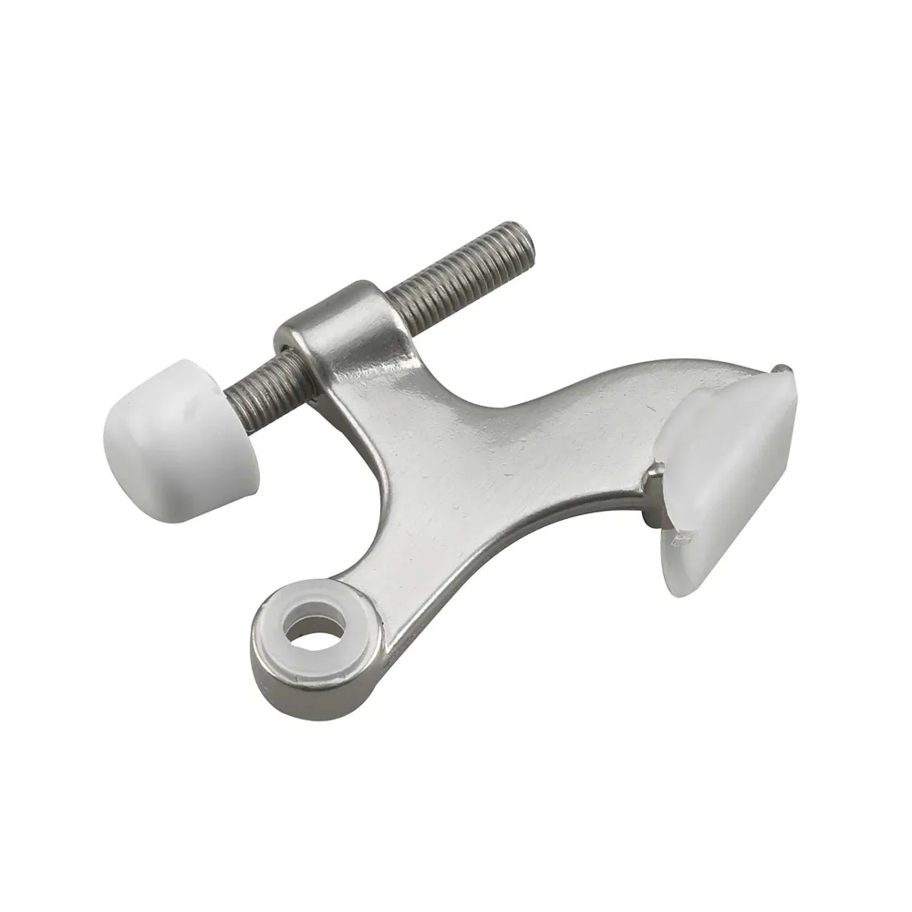 Butoir de porte costaud à fixer sur le gond de la charnière, nickel brossé
