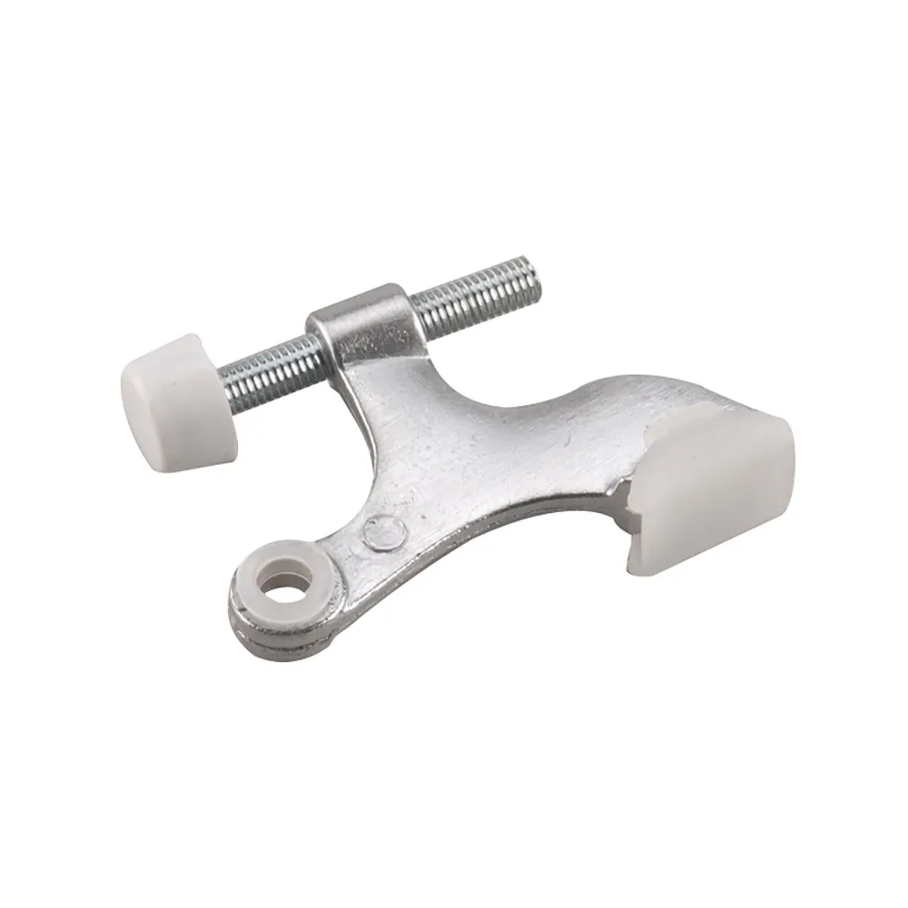 Butoir de porte robuste à fixer sur le gond de la charnière, acier chromé brossé