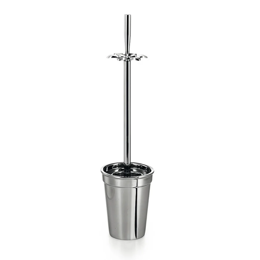 Kit d'assemblage pour Porte-balai 'BUTTO' avec balai en acier inoxydable poli Lineabeta Balenghi en forme de vase avec fleur