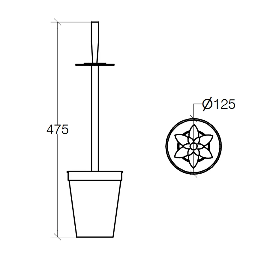 Organisateur de câbles Porte-balai 'BUTTO' avec balai en acier inoxydable poli Lineabeta Balenghi en forme de vase avec fleur