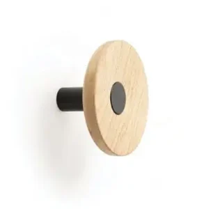 Patère Zoot Noir mat / chêne en tissu respirant
