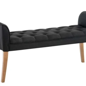Banc banquette capitonné en tissu gris profond avec pieds en bois largeur 133cm BAN10002