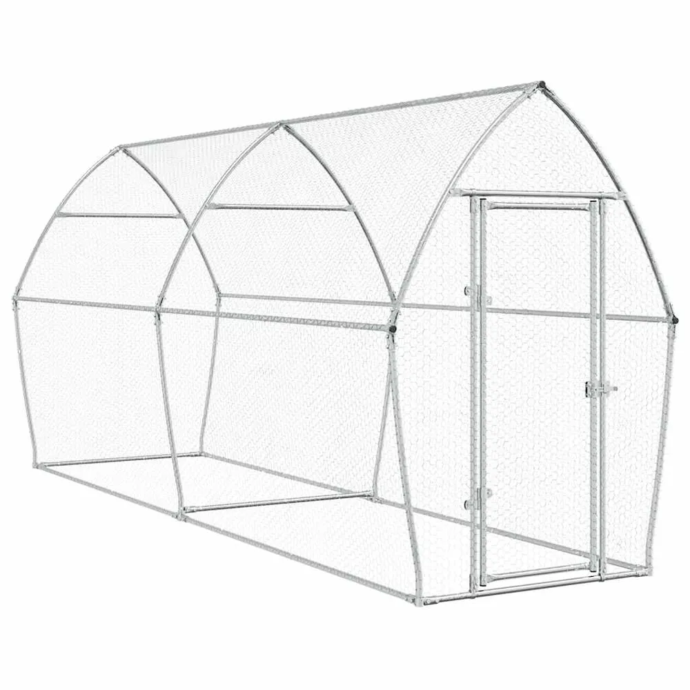 Cage pour poules argenté 400 x 105 x 182 cm acier galvanisé Argent 02_0041670