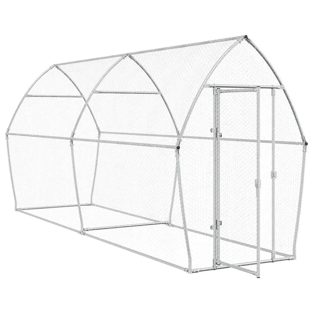 Cage pour poules argenté 400 x 105 x 182 cm acier galvanisé Argent 02_0041670
