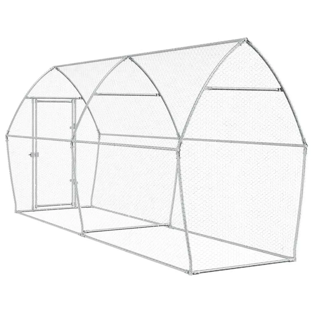 Cage pour poules argenté 400 x 105 x 182 cm acier galvanisé Argent 02_0041670