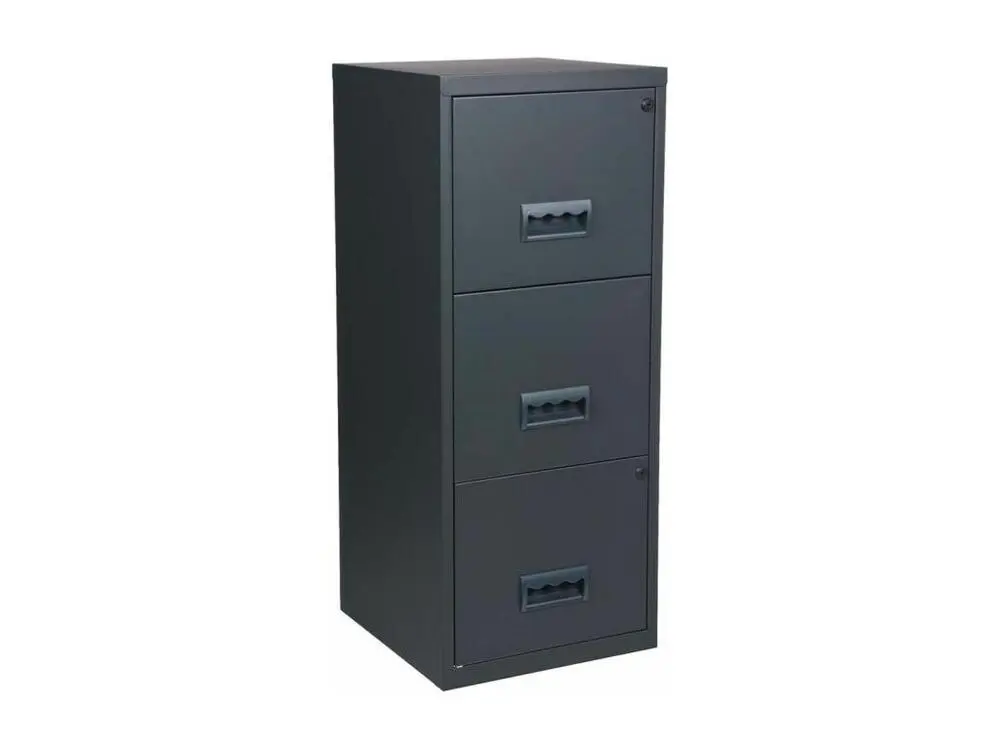 Colonne de rangement en acier 3 grands tiroirs Anthracite
