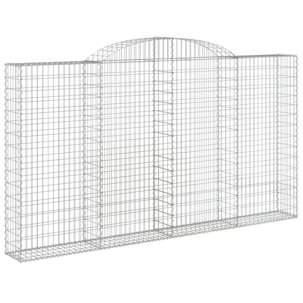 Panier de gabions clôture cage mur de soutènement arqué 300 x 30 x 160/180 cm fer galvanisé Argent 02_0040052