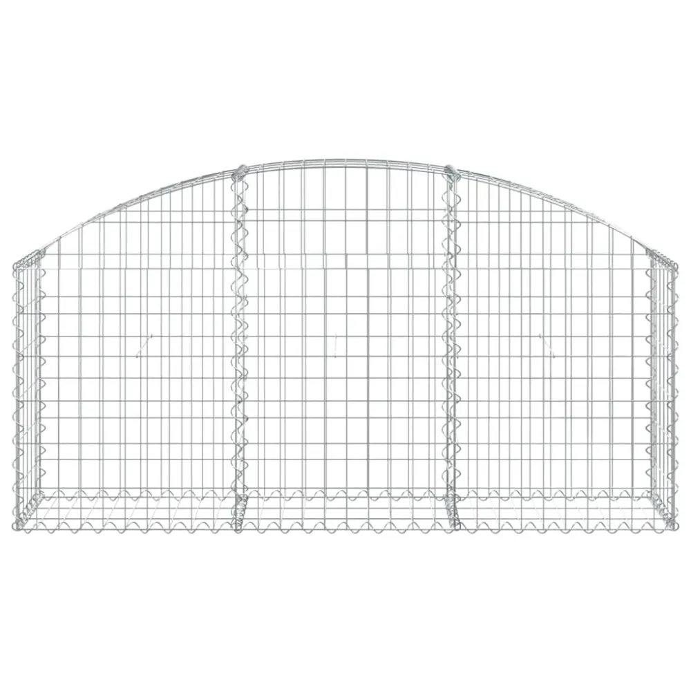 Panier de gabions clôture cage mur de soutènement arqué 150 x 30 x 60/80 cm fer galvanisé Argent 02_0039978