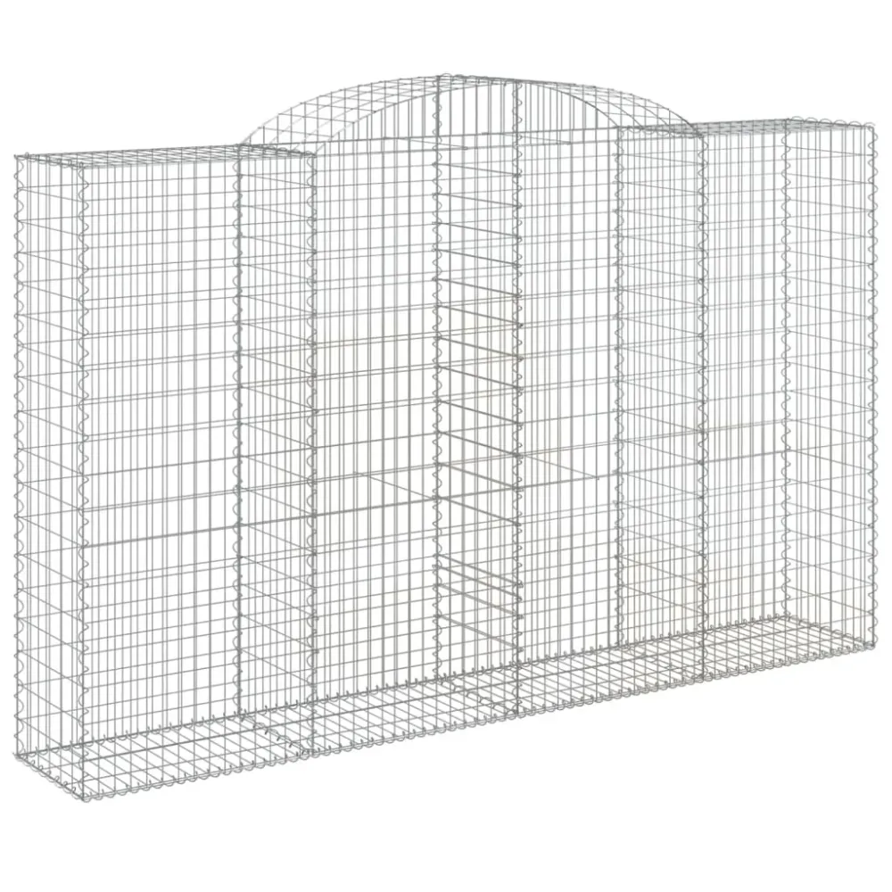 Panier de gabions clôture cage mur de soutènement arqué 300 x 50 x 180/200 cm fer galvanisé Argent 02_0040062