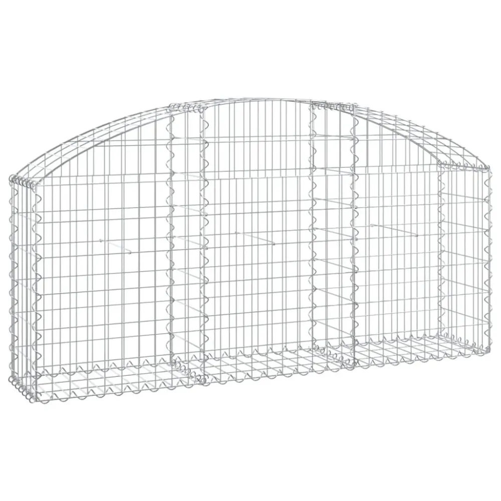 Panier de gabions clôture cage mur de soutènement arqué 150 x 30 x 60/80 cm fer galvanisé Argent 02_0039978