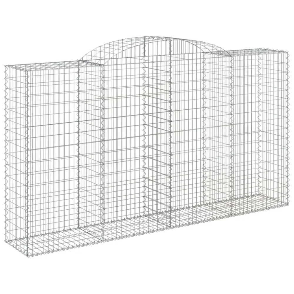 Panier de gabions clôture cage mur de soutènement arqué 300 x 50 x 160/180 cm fer galvanisé Argent 02_0040061
