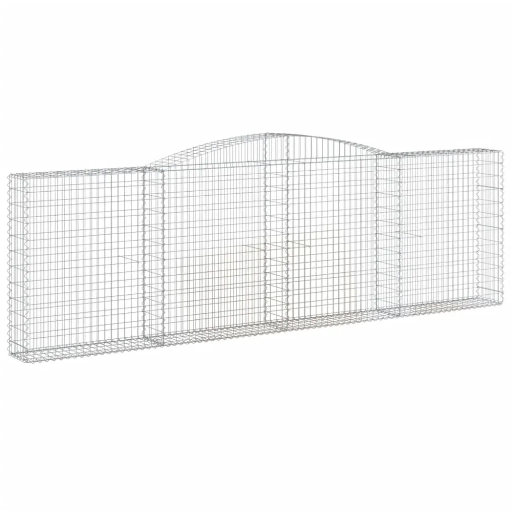 Panier de gabions clôture cage mur de soutènement arqué 400 x 30 x 120/140 cm fer galvanisé Argent 02_0040070