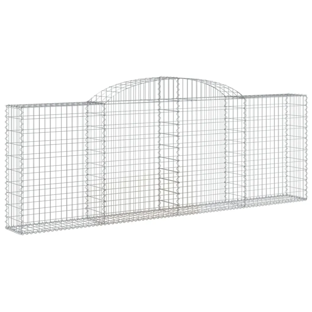 Panier de gabions clôture cage mur de soutènement arqué 300 x 30 x 100/120 cm fer galvanisé Argent 02_0040049