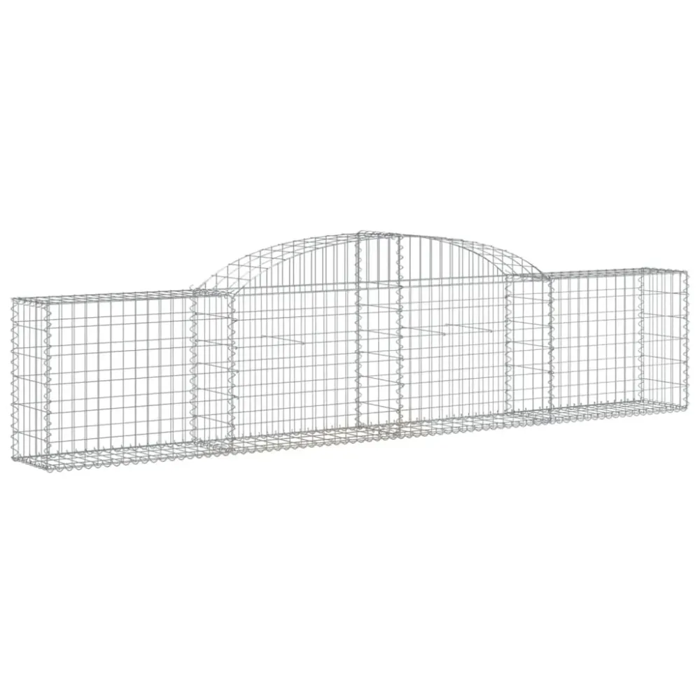 Panier de gabions clôture cage mur de soutènement arqué 300 x 30 x 60/80 cm fer galvanisé Argent 02_0040056