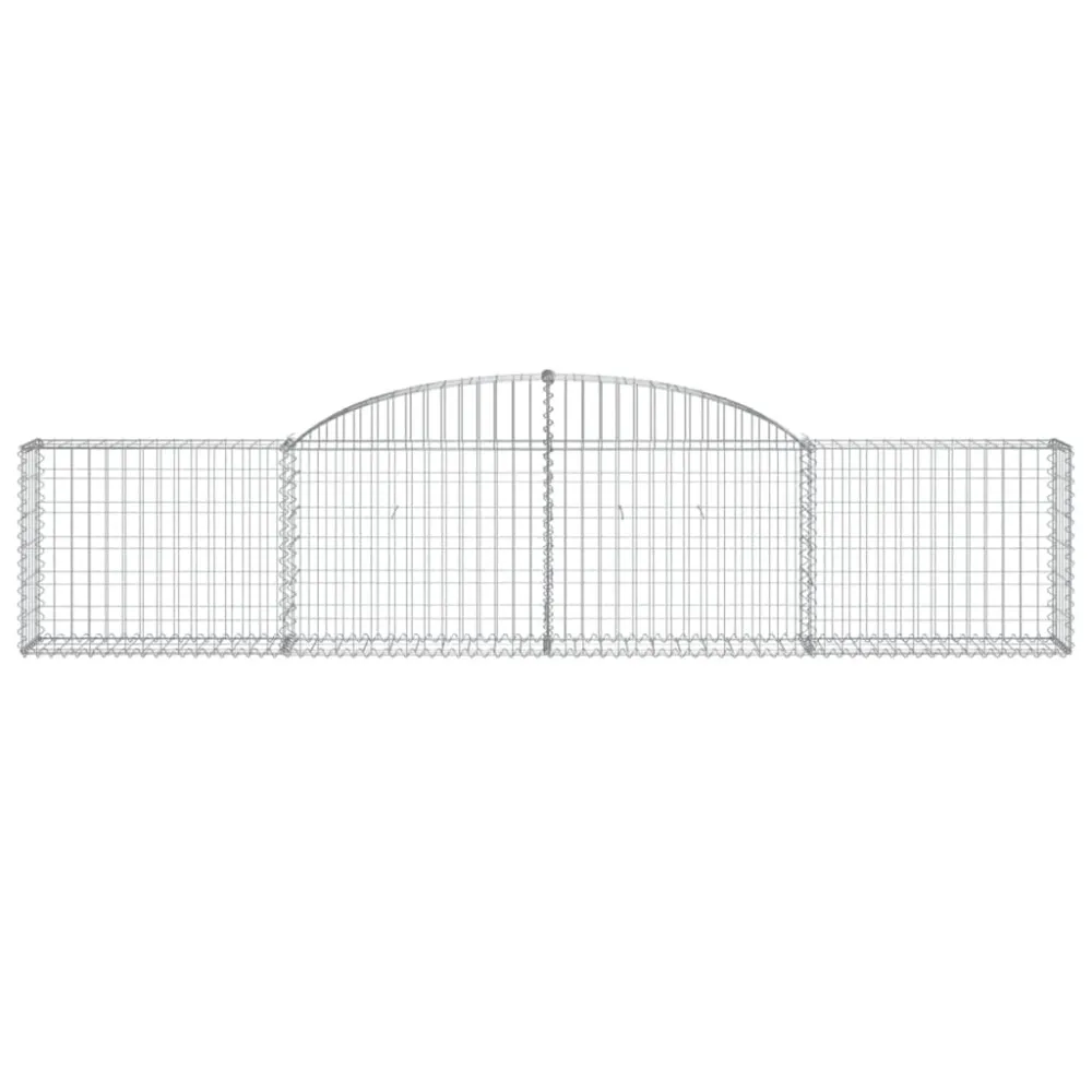 Panier de gabions clôture cage mur de soutènement arqué 300 x 30 x 60/80 cm fer galvanisé Argent 02_0040056