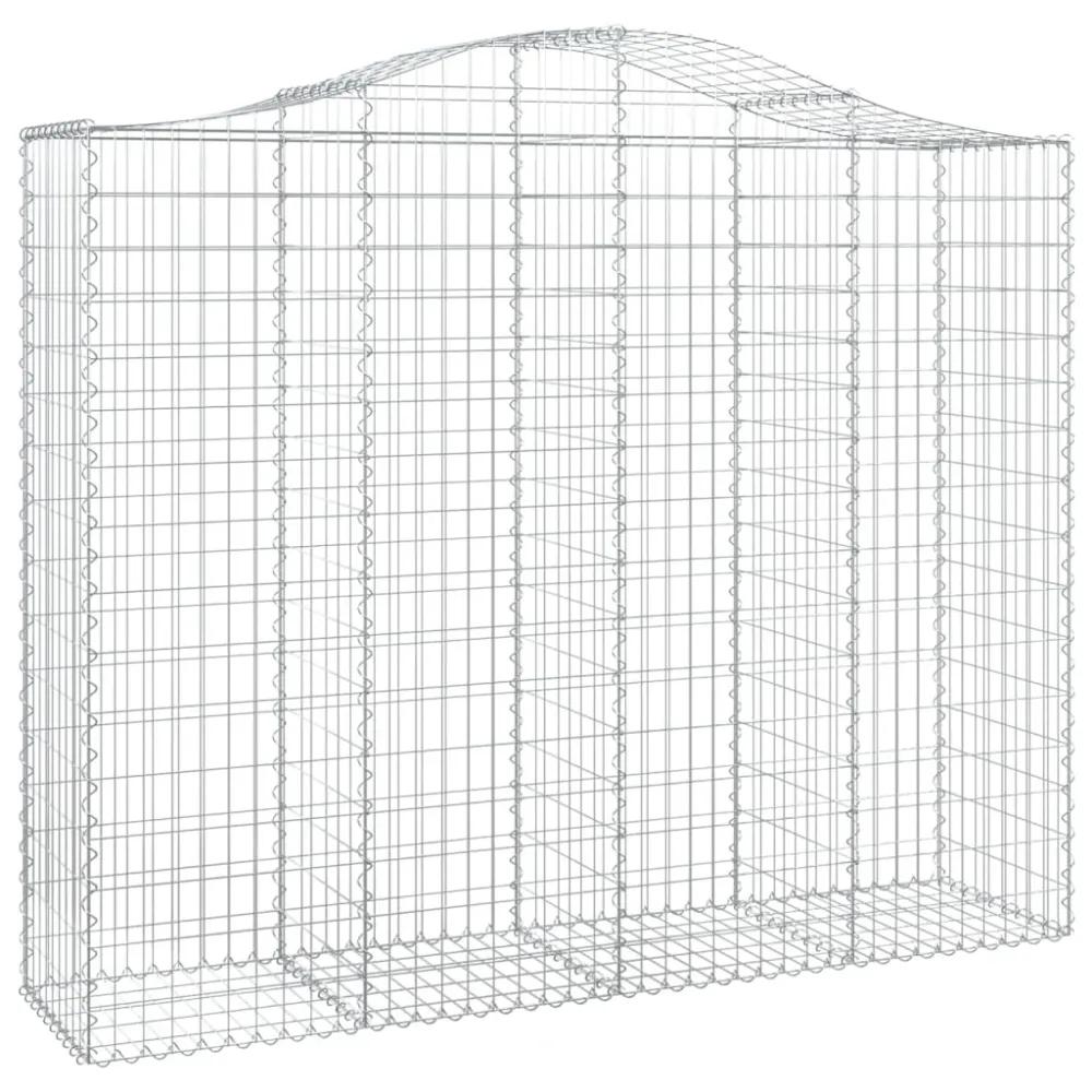 Panier de gabions clôture cage mur de soutènement arqué 200 x 50 x 160/180 cm fer galvanisé Argent 02_0040028