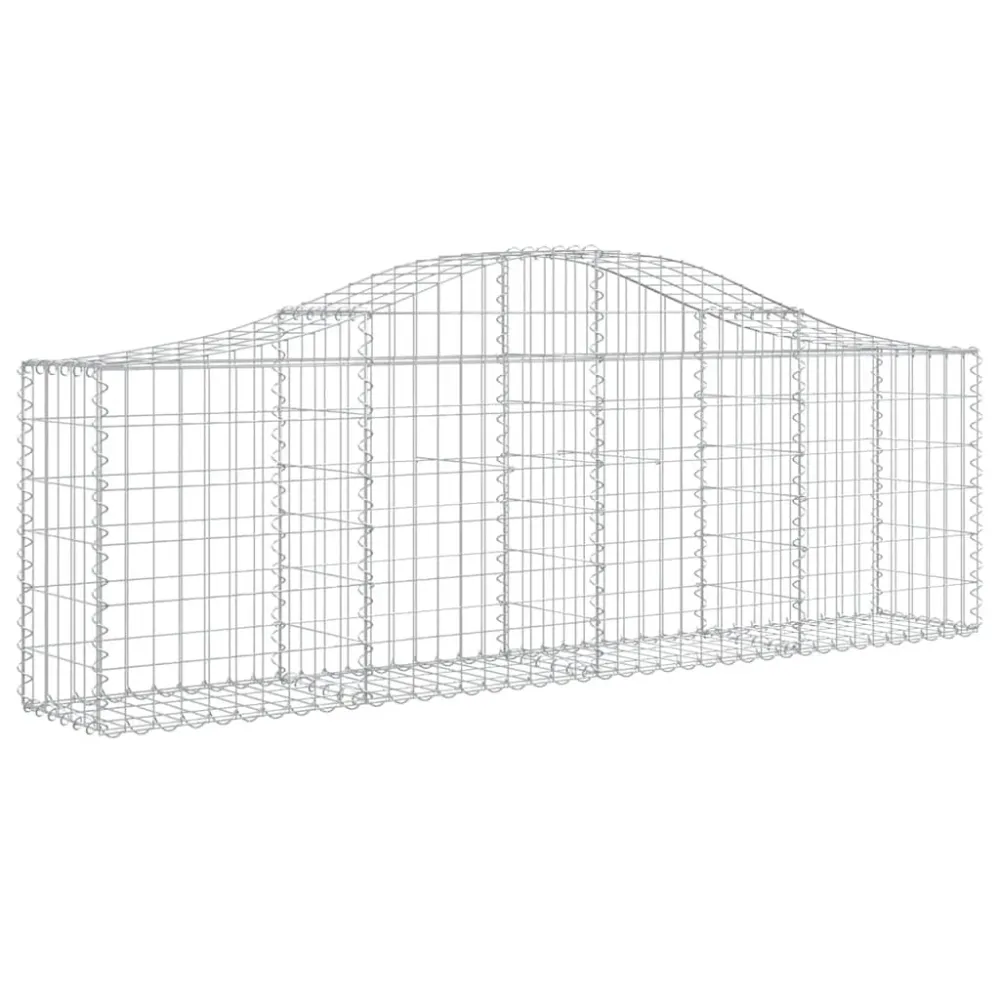 Paniers à gabions clôture cage mur de soutènement arqués 3 pcs 200 x 30 x 60/80 cm fer galvanisé Argent 02_0040740