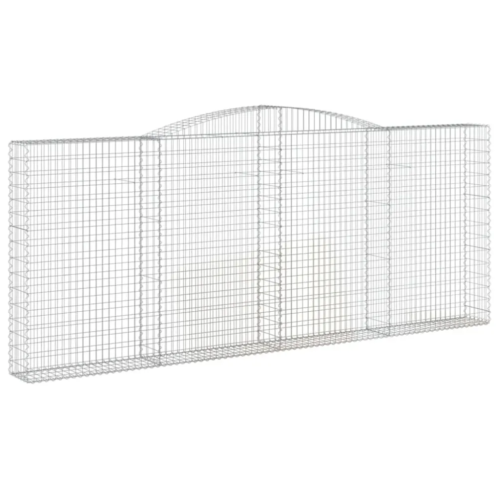 Paniers à gabions clôture cage mur de soutènement arqués 3 pcs 400 x 30 x 160/180 cm fer galvanisé Argent 02_0040786