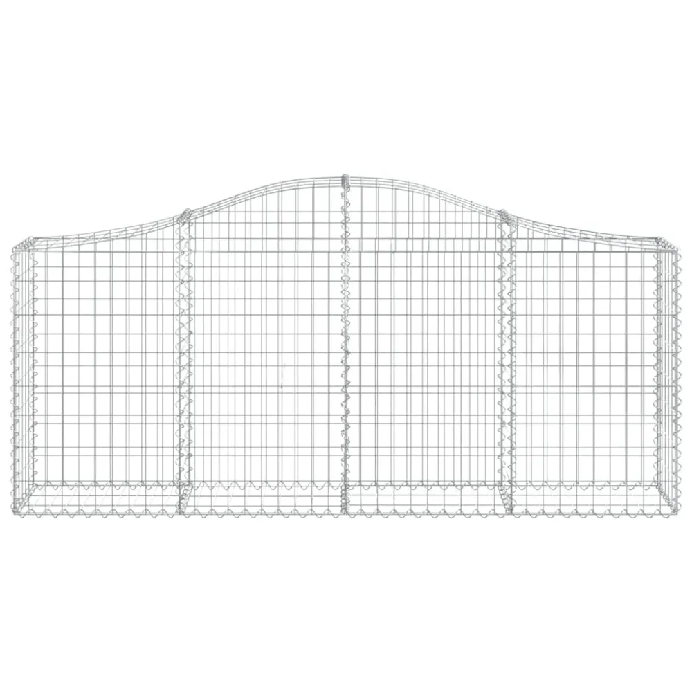 Paniers à gabions clôture cage mur de soutènement arqués 1lot de 4 200 x 30 x 80/100 cm fer galvanisé Argent 02_0040570
