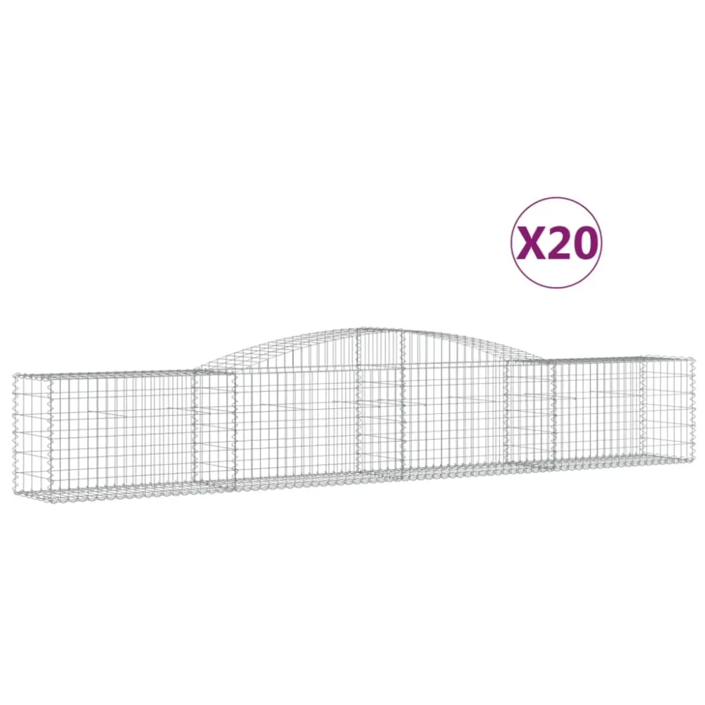 Paniers à gabions clôture cage mur de soutènement arqués 20 pcs 400 x 50 x 60/80 cm fer galvanisé Argent 02_0040659