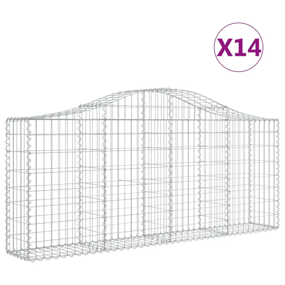 Paniers à gabions clôture cage mur de soutènement arqués 1lot de 4 200 x 30 x 80/100 cm fer galvanisé Argent 02_0040570