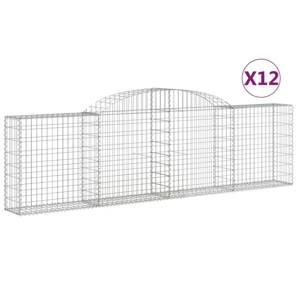 Paniers à gabions clôture cage mur de soutènement arqués 1lot de 2 300 x 30 x 80/100 cm fer galvanisé Argent 02_0040550