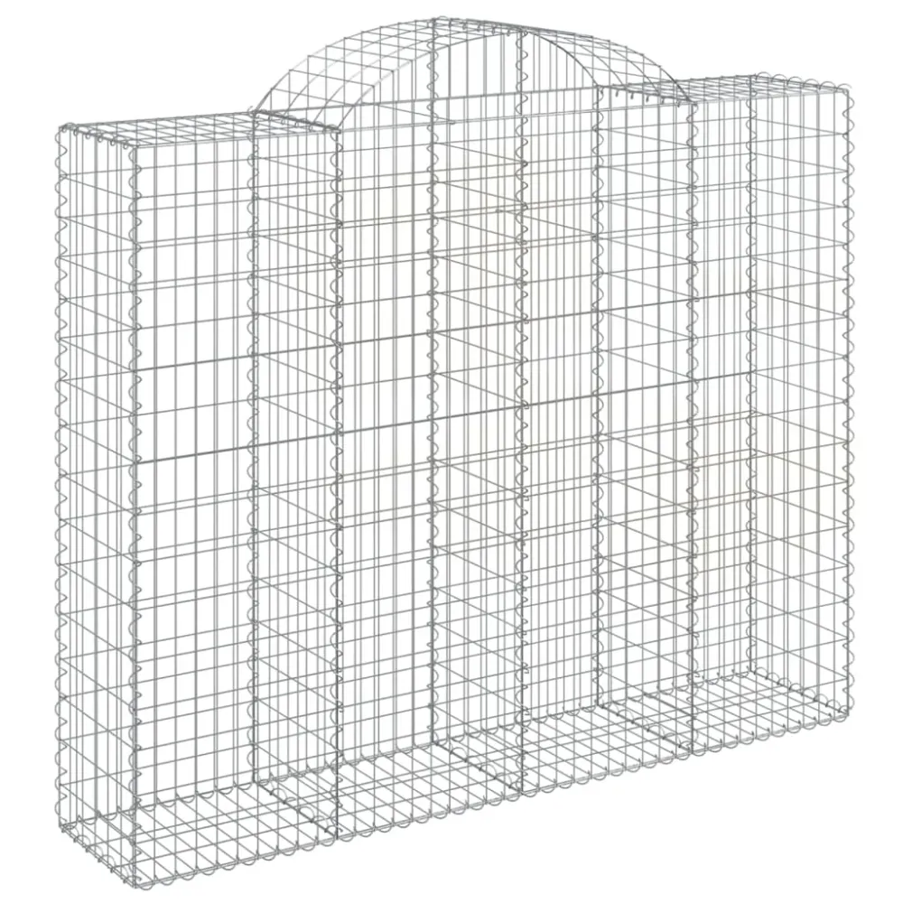 Paniers à gabions clôture cage mur de soutènement arqués 3 pcs 200 x 50 x 160/180 cm fer galvanisé Argent 02_0040749