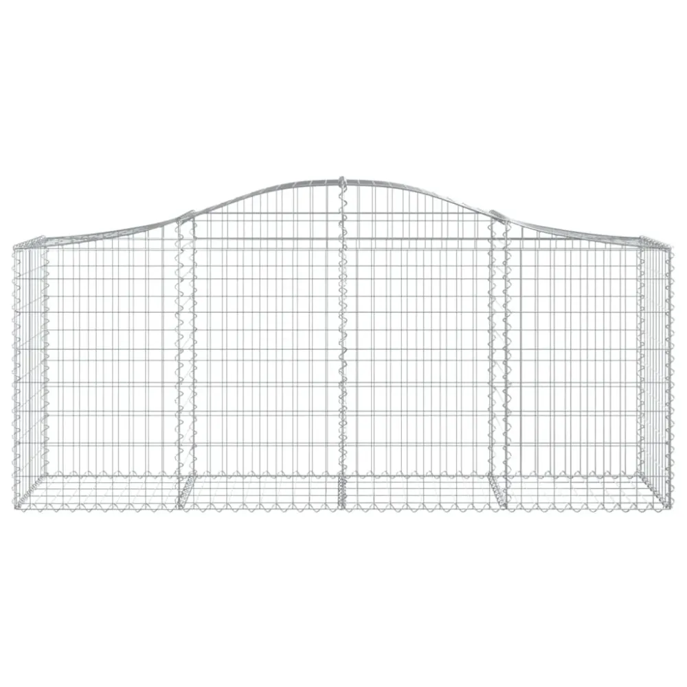 Paniers à gabions clôture cage mur de soutènement arqués 1lot de 4 200 x 50 x 80/100 cm fer galvanisé Argent 02_0040589