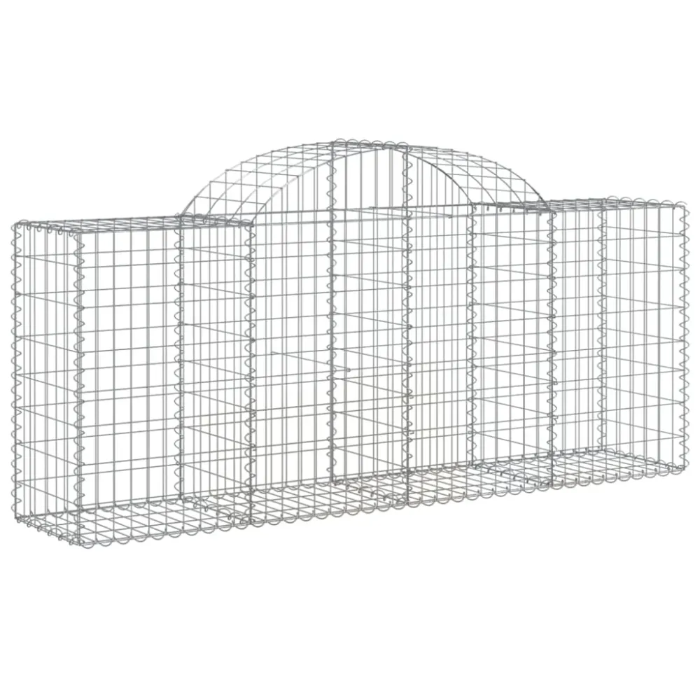 Paniers à gabions clôture cage mur de soutènement arqués 1lot de 4 200 x 50 x 80/100 cm fer galvanisé Argent 02_0040588