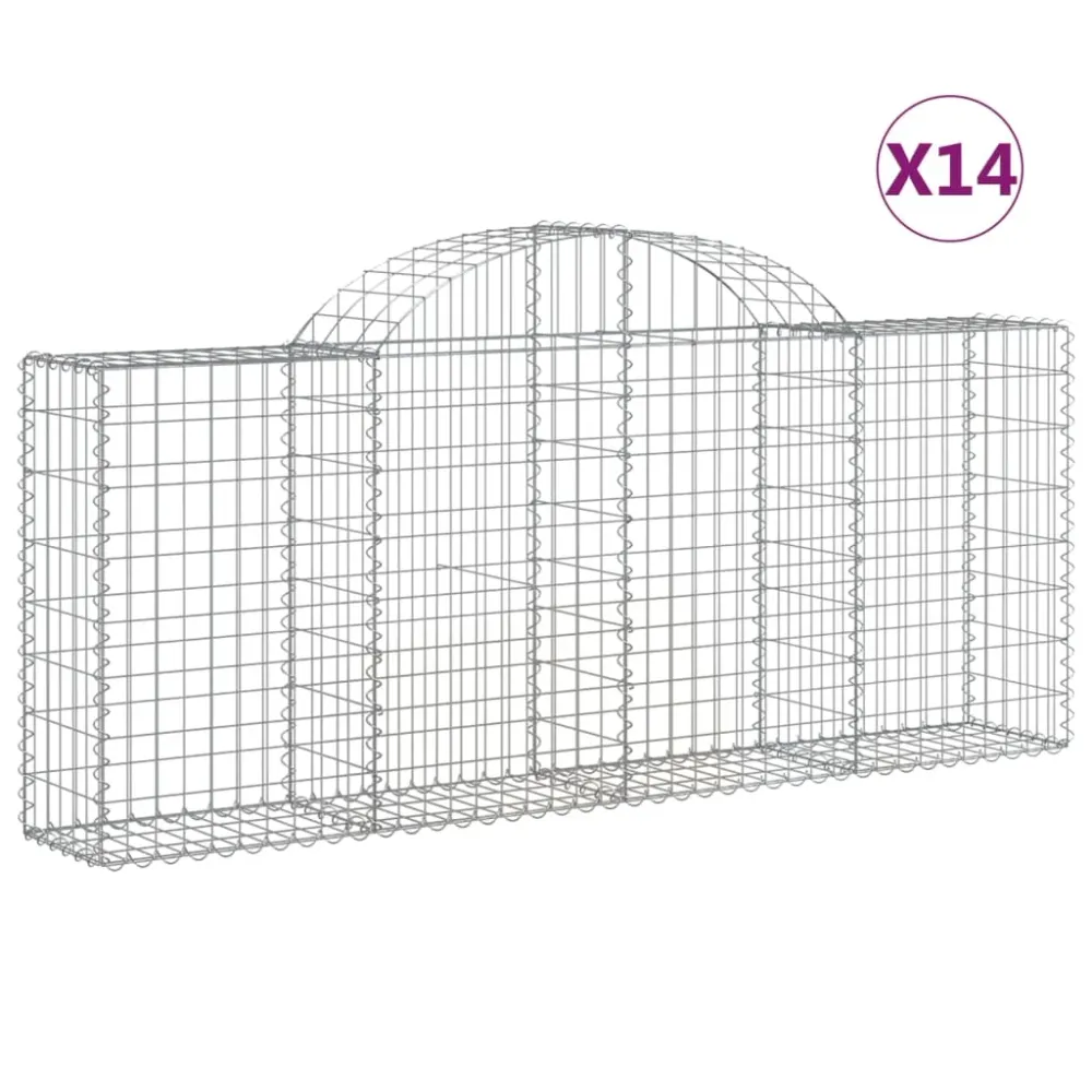 Paniers à gabions clôture cage mur de soutènement arqués 1lot de 4 200 x 30 x 80/100 cm fer galvanisé Argent 02_0040571