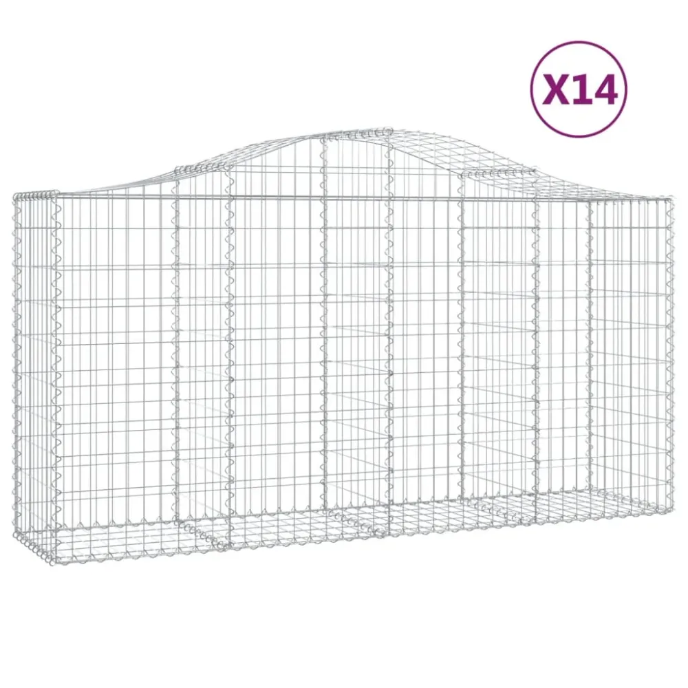 Paniers à gabions clôture cage mur de soutènement arqués 1lot de 4 200 x 50 x 100/120 cm fer galvanisé Argent 02_0040573