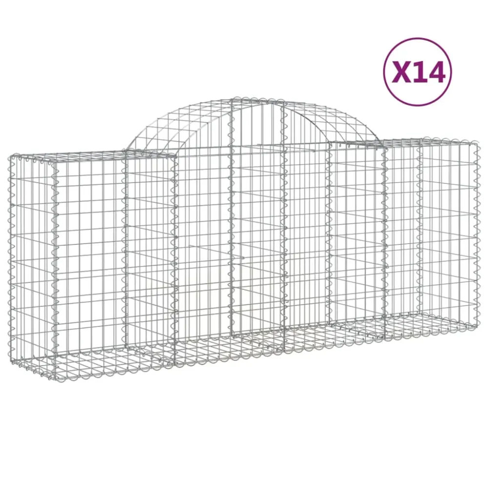 Paniers à gabions clôture cage mur de soutènement arqués 1lot de 4 200 x 50 x 80/100 cm fer galvanisé Argent 02_0040588