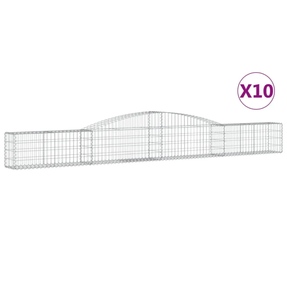 Paniers à gabions clôture cage mur de soutènement arqués 10 pcs 400 x 30 x 40/60 cm fer galvanisé Argent 02_0040280