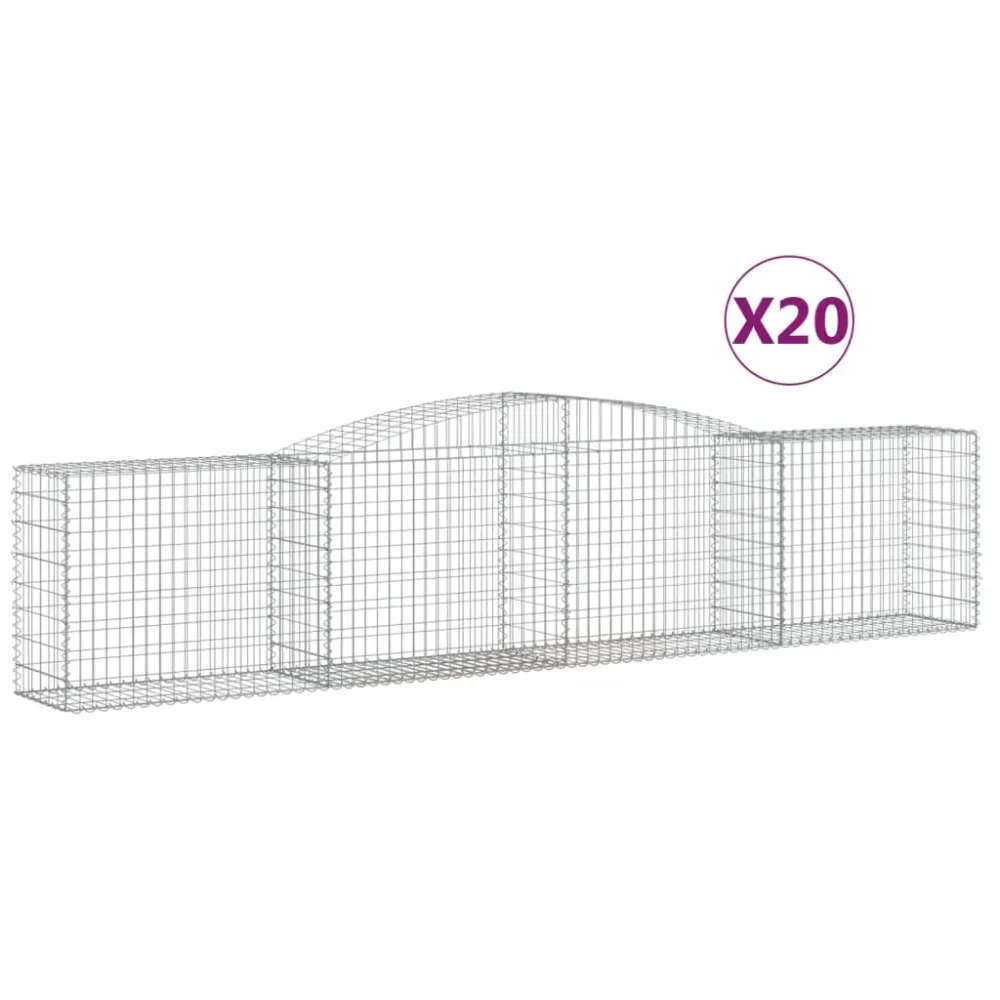 Paniers à gabions clôture cage mur de soutènement arqués 20 pcs 400 x 50 x 80/100 cm fer galvanisé Argent 02_0040660