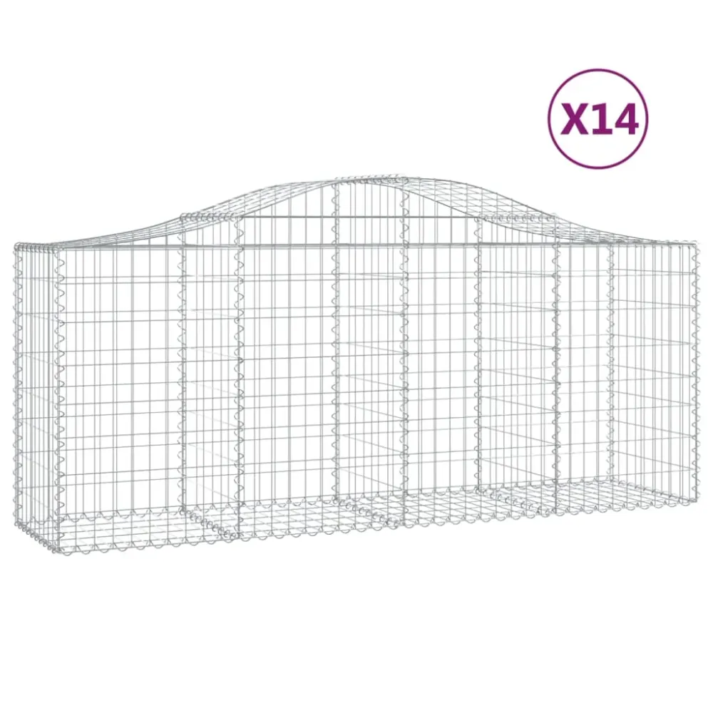 Paniers à gabions clôture cage mur de soutènement arqués 1lot de 4 200 x 50 x 80/100 cm fer galvanisé Argent 02_0040589