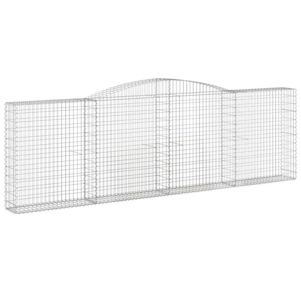 Paniers à gabions clôture cage mur de soutènement arqués 15 pcs 400 x 30 x 120/140 cm fer galvanisé Argent 02_0040444