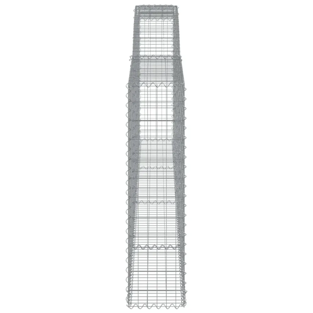 Paniers à gabions clôture cage mur de soutènement arqués 15 pcs 400 x 30 x 120/140 cm fer galvanisé Argent 02_0040444
