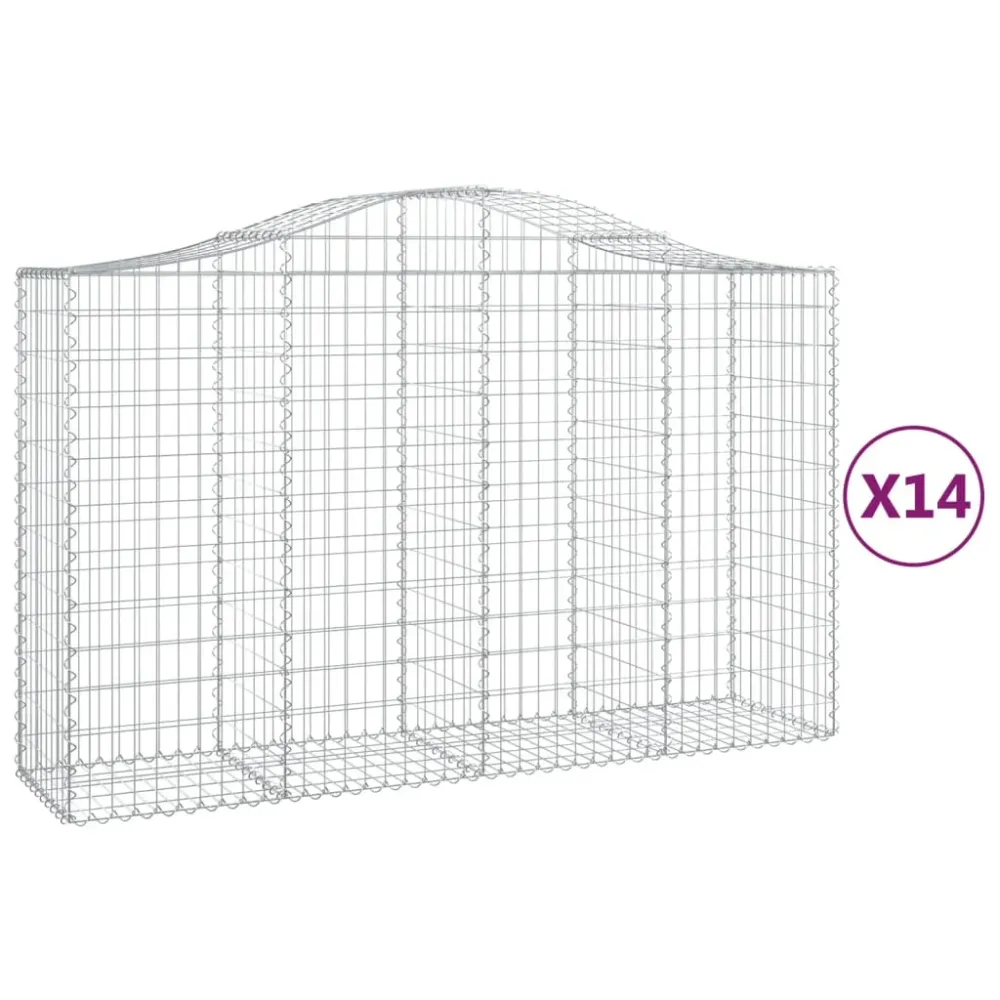 Paniers à gabions clôture cage mur de soutènement arqués 1lot de 4 200 x 50 x 120/140 cm fer galvanisé Argent 02_0040575