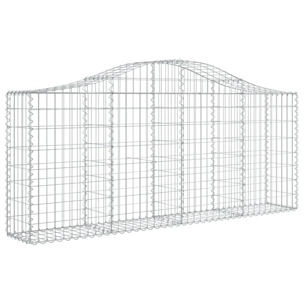 Paniers à gabions clôture cage mur de soutènement arqués 1lot de 4 200 x 30 x 80/100 cm fer galvanisé Argent 02_0040570