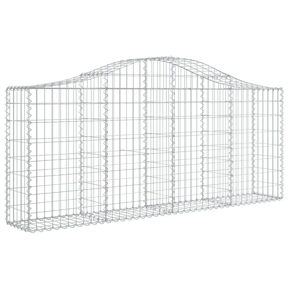 Paniers à gabions clôture cage mur de soutènement arqués 1lot de 2 200 x 30 x 80/100 cm fer galvanisé Argent 02_0040525