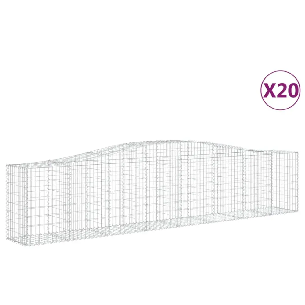 Paniers à gabions clôture cage mur de soutènement arqués 20 pcs 400 x 50 x 80/100 cm fer galvanisé Argent 02_0040661