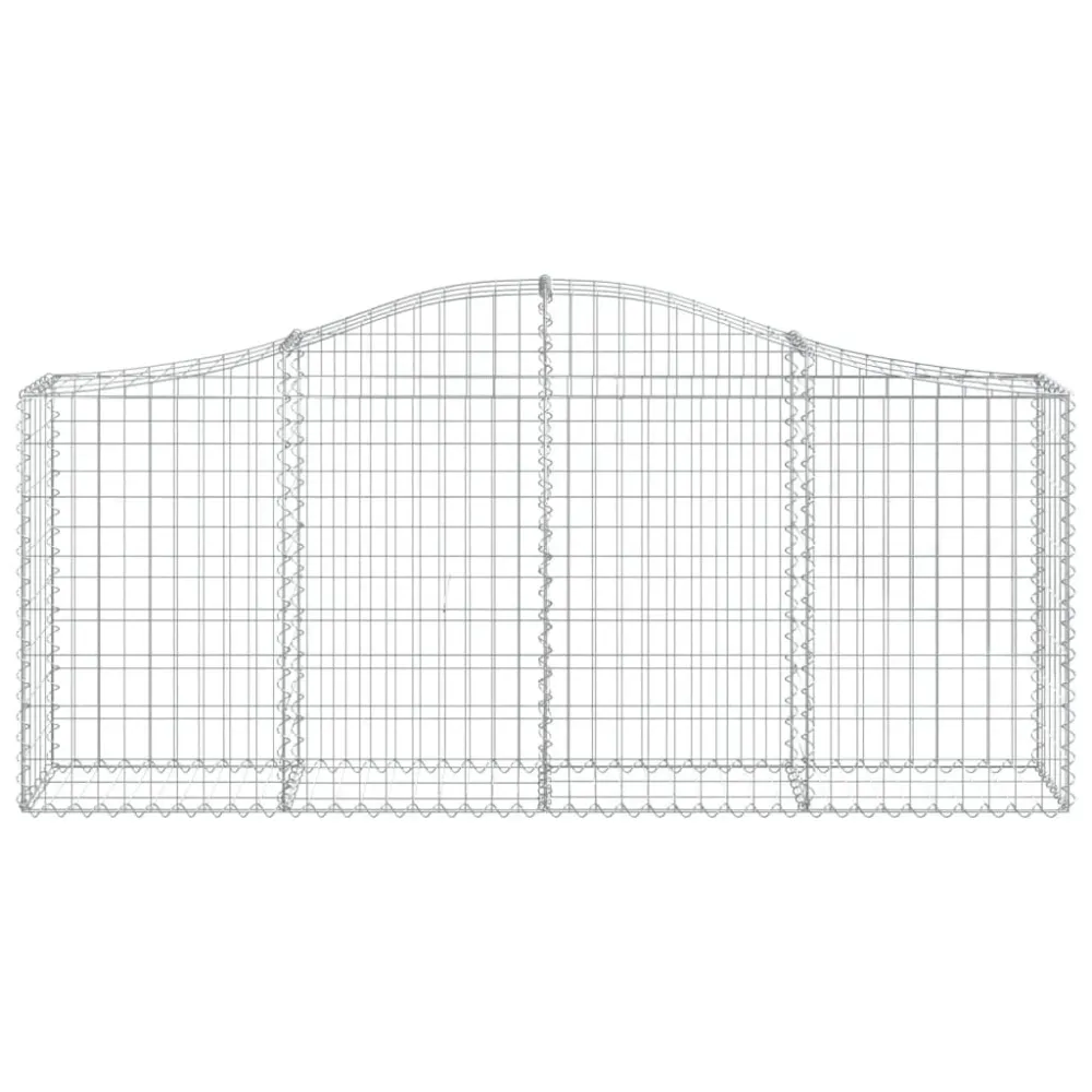 Paniers à gabions clôture cage mur de soutènement arqués 1lot de 2 200 x 30 x 80/100 cm fer galvanisé Argent 02_0040525