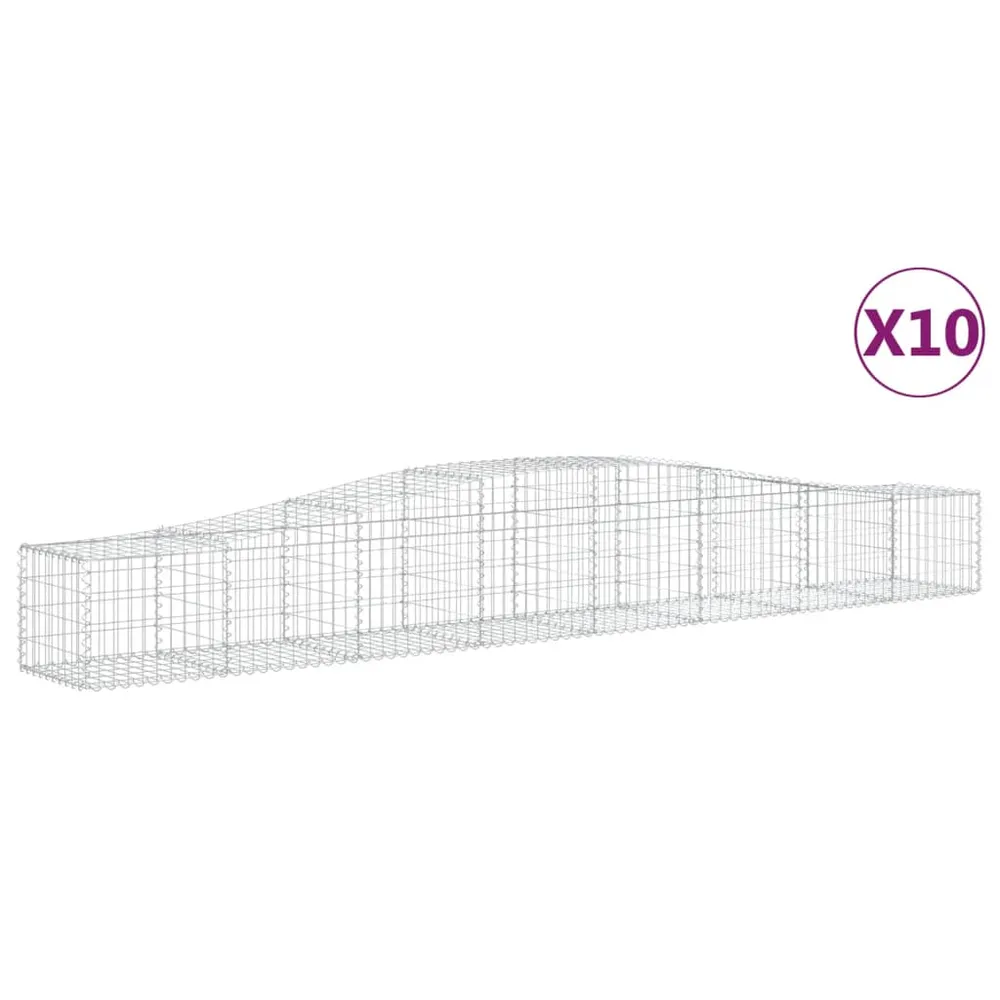 Paniers à gabions clôture cage mur de soutènement arqués 10 pcs 400 x 50 x 40/60 cm fer galvanisé Argent 02_0040300