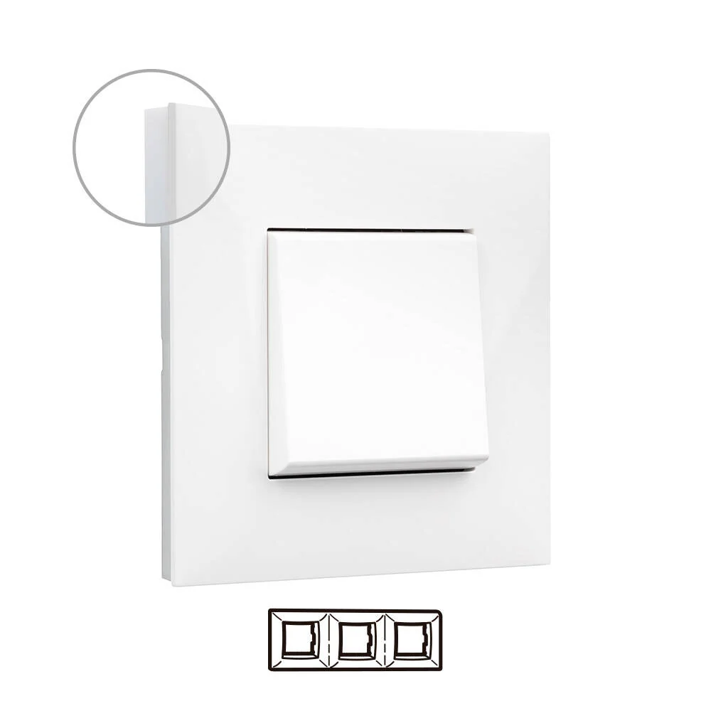 Plaque d'encadrement blanche pour trois modules Valena Next de LEGRAND modèle 741003