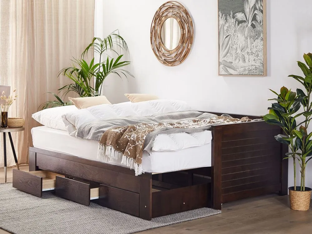 Bedbank hout donkerbruin 90 x 200 cm CAHORS