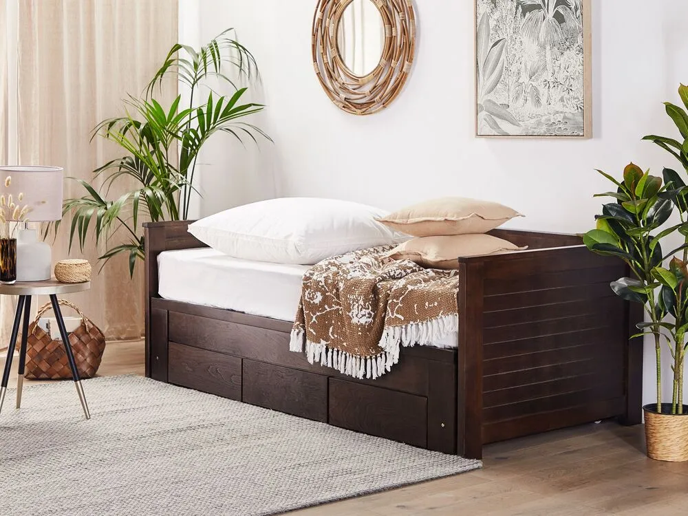 Bedbank hout donkerbruin 90 x 200 cm CAHORS