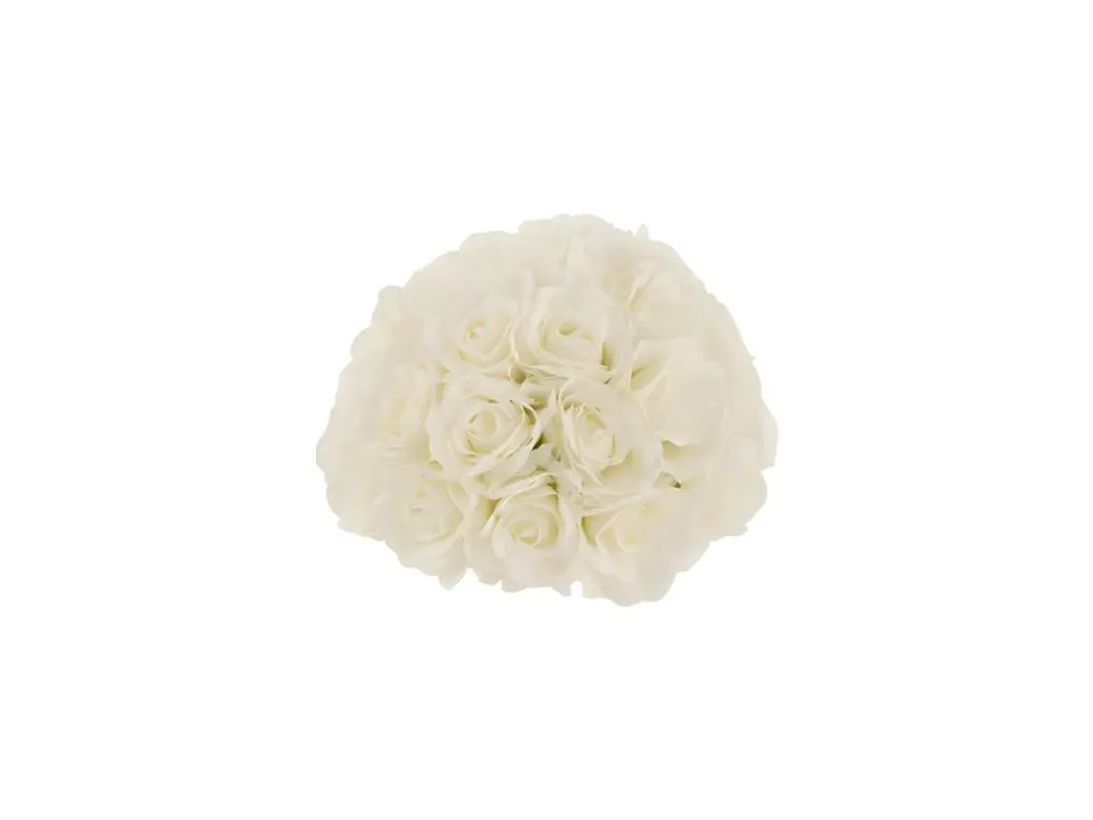 Boule de fleurs 1/2 rose en plastique blanc 29.5x29.5x20.5 cm
