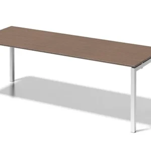 Bureau Bisley Cito structure en U fixe en hauteur 730 mm H 19 x L 2200 x P 800 mm noyer/blanc signalisation DUF2208WN396 a...