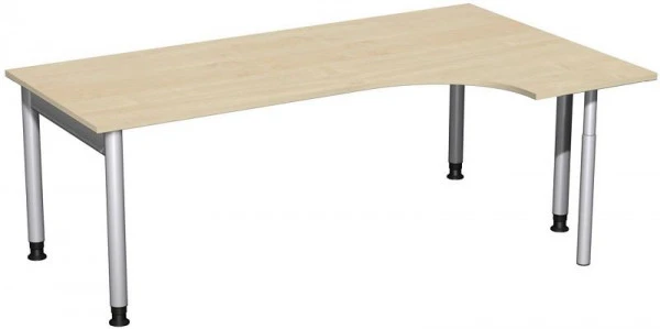 Bureau PC geramöbel droit réglable en hauteur 2000x1200x680-820 érable/argent N-657317-AS se fournir à bas prix